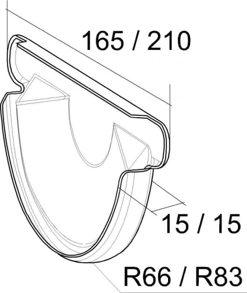 Заглушка желоба 125 мм Гранд Лайн Алюцинк / Grand Line Aluzinc