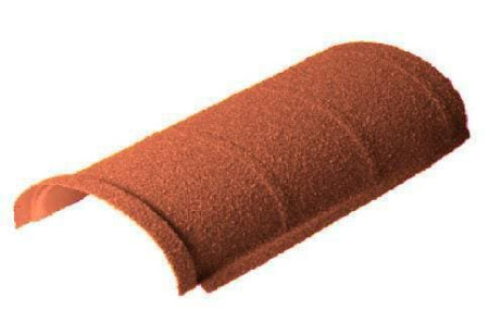 Конек Метротайл (Metrotile) полукруглый, цвет терракот, 410х173 мм