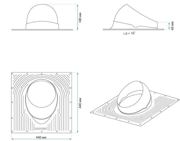 Проходной элемент Base-VT 125/150 Krovent (Кровент) для мягкой кровли, коричневый
