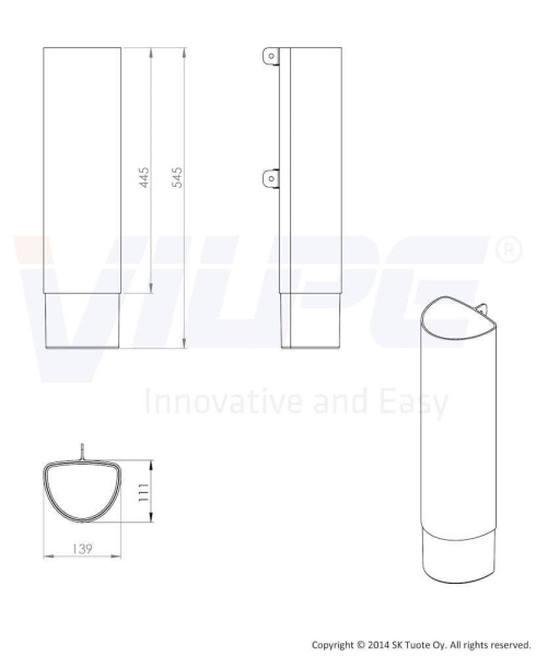 ROSS-удлинитель дефлектора D125мм (445мм) Vilpe (Вилпе), светло-серый