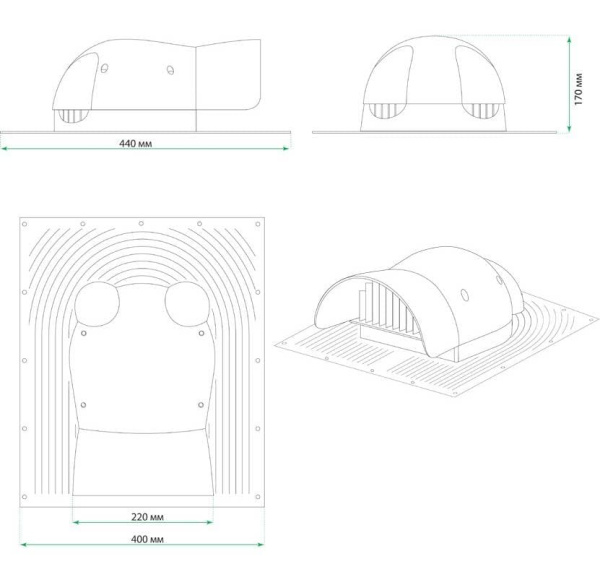 Кровельный вентиль Krovent KTV (Кровент) для мягкой кровли, зеленый
