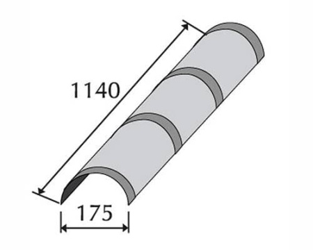 Конек Метротайл (Metrotile) полукруглый тройной, цвет зеленый, 1140х173 мм