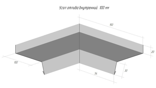Угол отлива внутренний Grand Line (Гранд Лайн), Print elite, 100 мм